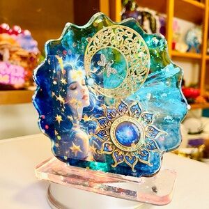 Handmade Celestial Ocean Dream Mixed Media Art Piece
